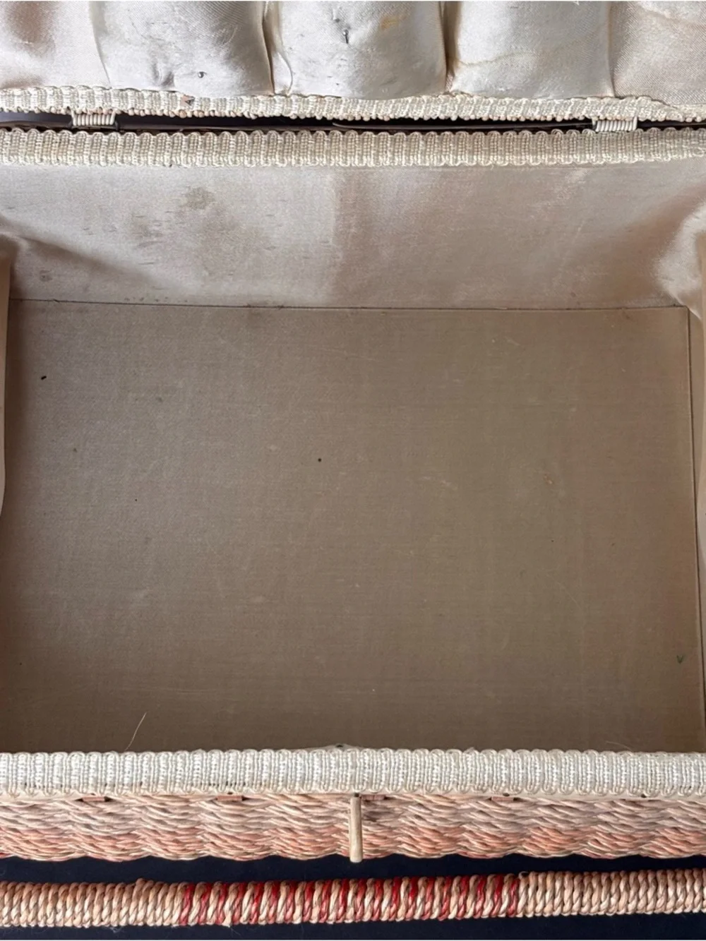 Vtg 1960’s JCPenney Wicker Woven Needlepoint Sewing Basket Box Japan w/Extra’s